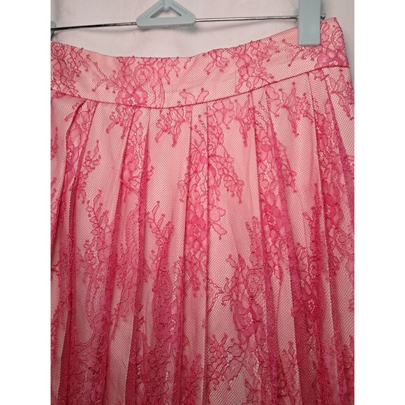 NEW J.Crew Lace Overlay A-line Skirt Contrast Beige Lined Pockets Size 00 Pink - Picture 3 of 10